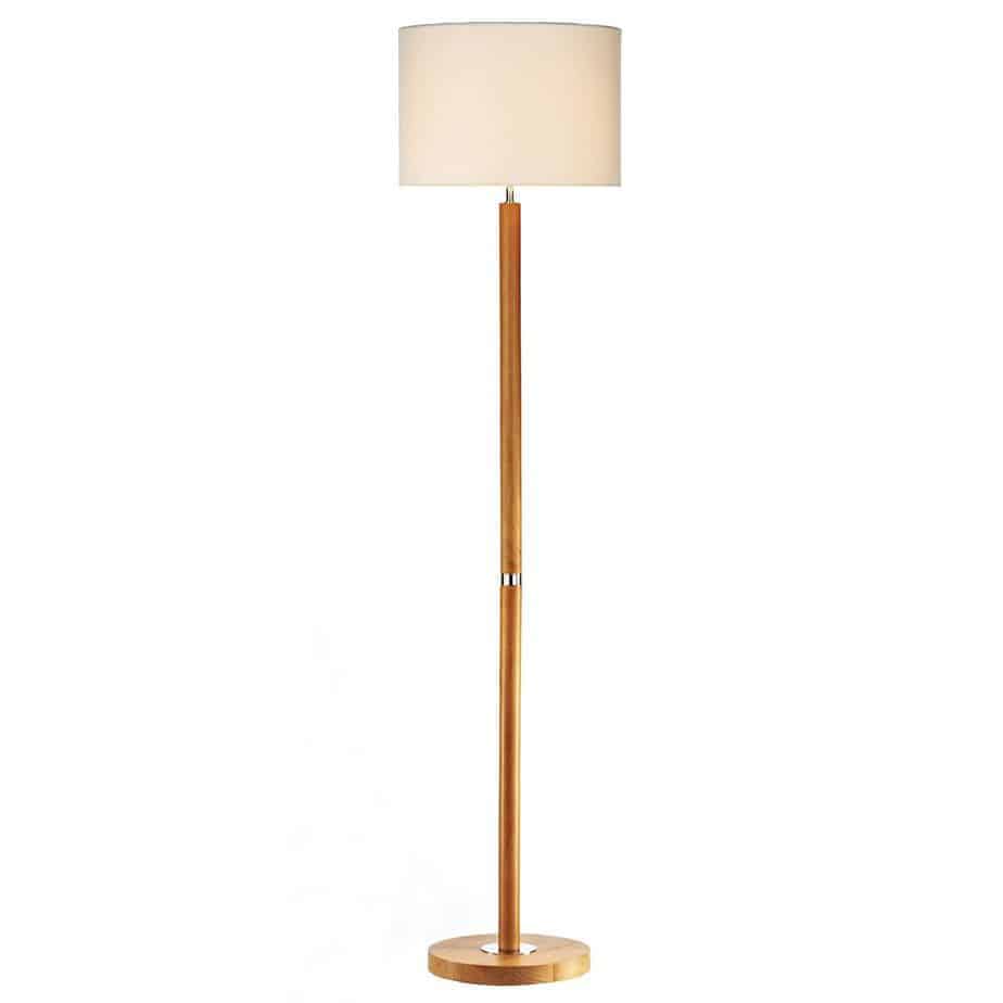 Avenue Floor Lamp Light Wood and Polished Chrome With Shade