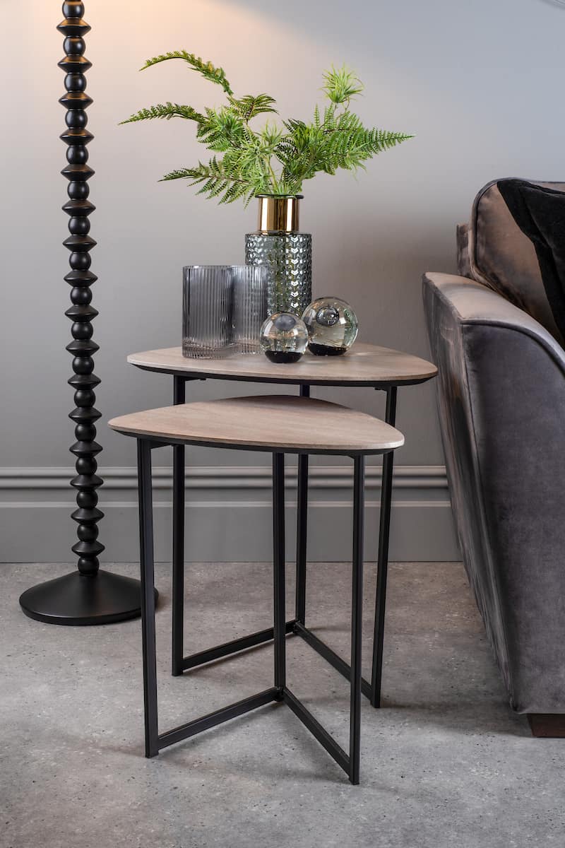 Mibello Nest Of 2 Side Tables Light Oak Effect - Image 2