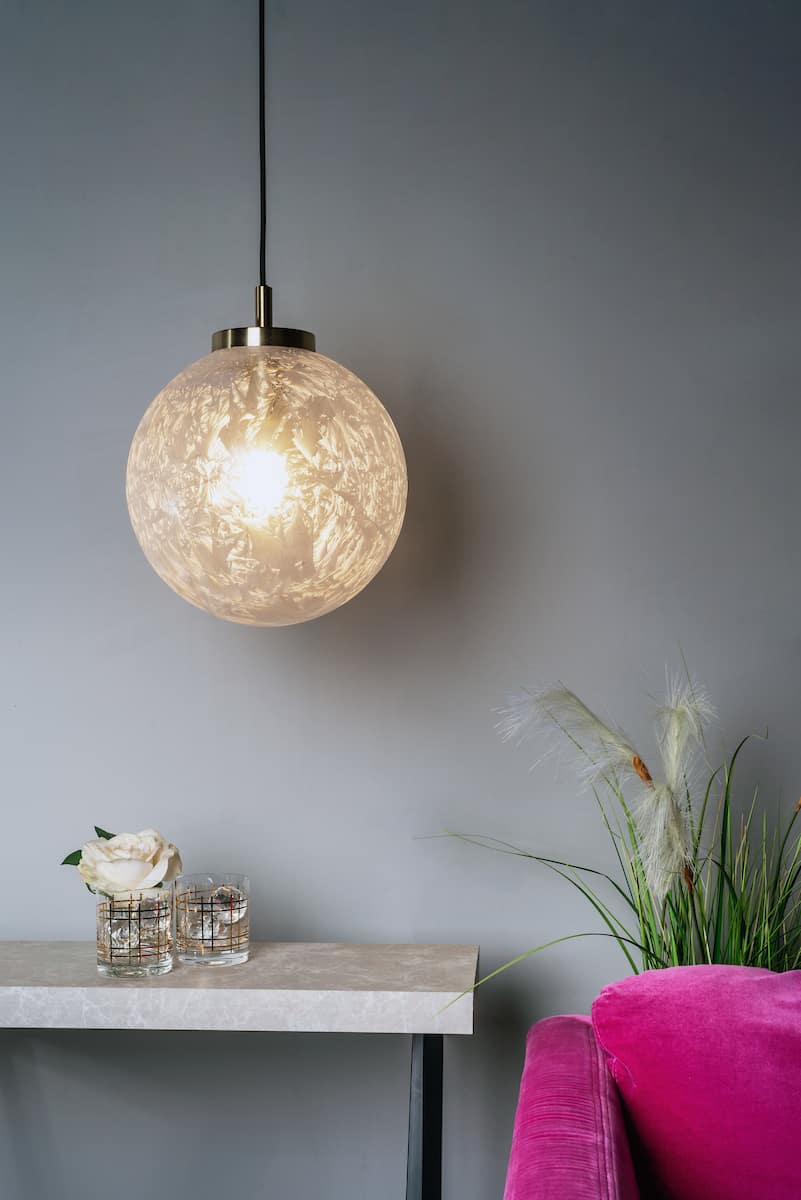 Avari 1 Light Pendant Satin Brass And Clear Frosted Glass - Image 2