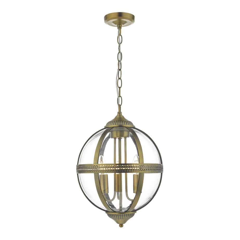 Vanessa 3 Light Pendant Antique Brass And Clear Glass