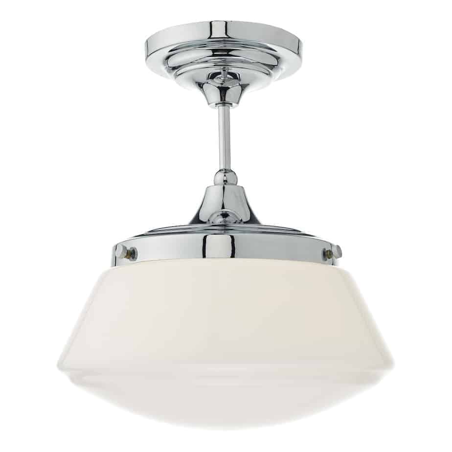 Caden Bathroom Semi Flush Polished Chrome Opal Glass IP44