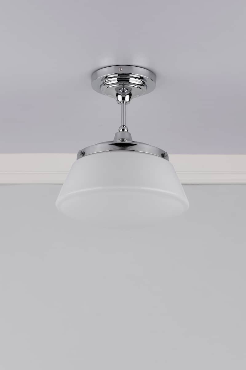 Caden Bathroom Semi Flush Polished Chrome Opal Glass IP44 - Image 2