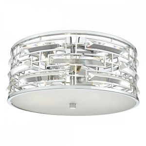 Seville 3 Light Flush Polished Chrome Crystal With Diffuser