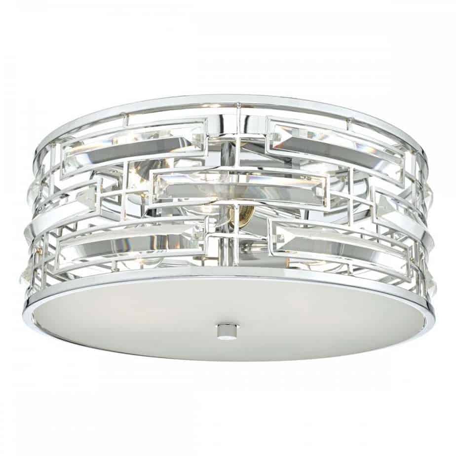 Seville 3 Light Flush Polished Chrome Crystal With Diffuser