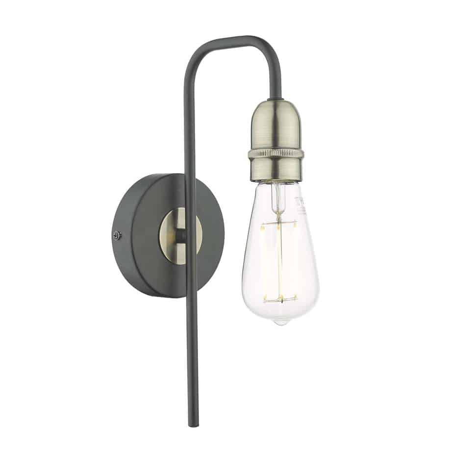 Kiefer 1 Light Wall Light Black & Antique Brass