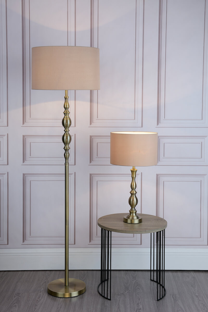Madrid Floor Lamp Antique Brass With Shade - Image 2