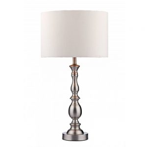 Madrid Table Lamp Satin Chrome With Shade
