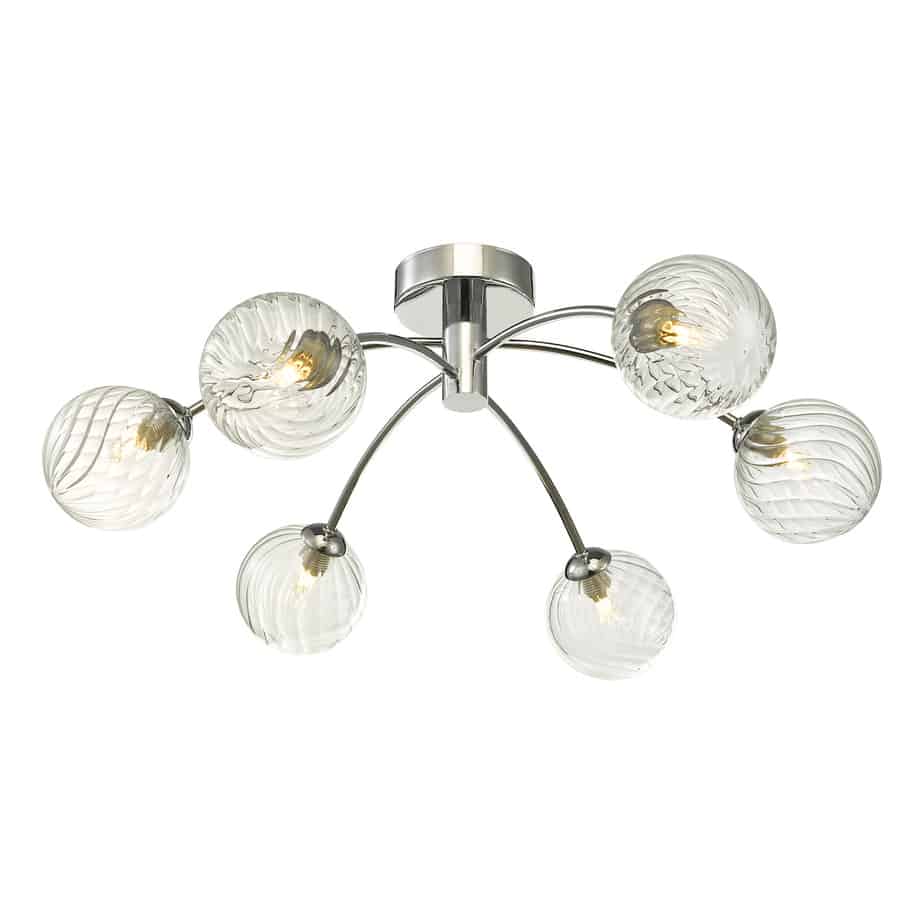 Izzy 6lt Semi Flush Polished Chrome Twisted Glass - Image 2