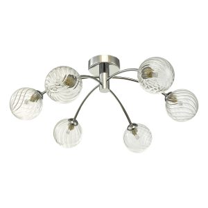 Izzy 6lt Semi Flush Polished Chrome Twisted Glass