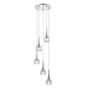Lyall 5 Light Pendant Polished Chrome Glass