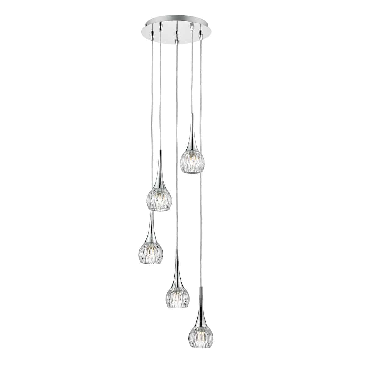 Lyall 5 Light Pendant Polished Chrome Glass