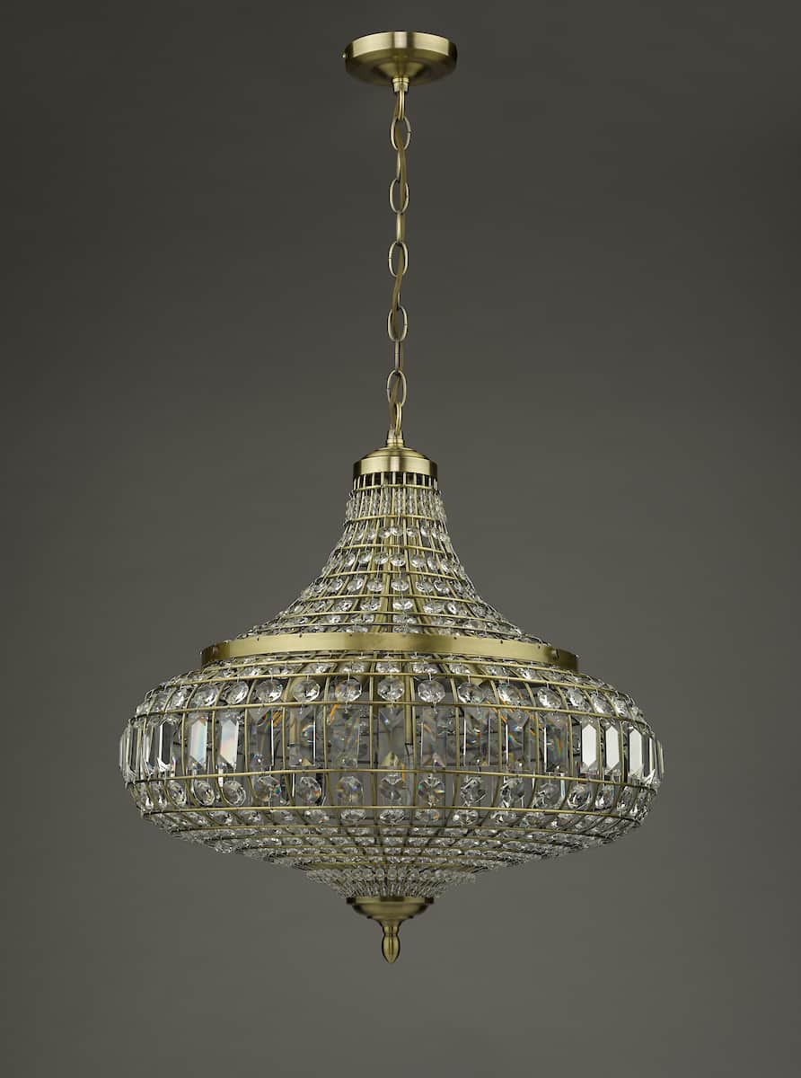 Asmara 6 Light Pendant Antique Brass Crystal - Image 4