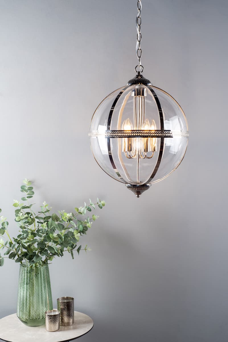 Vanessa 5 Light Pendant Polished Nickel And Clear Glass - Image 3