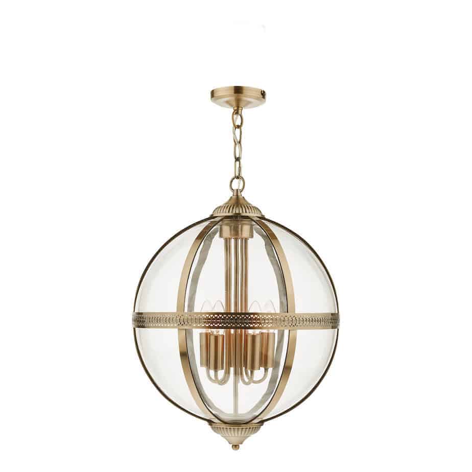 Vanessa 5 Light Lantern Antique Brass Glass - Image 2