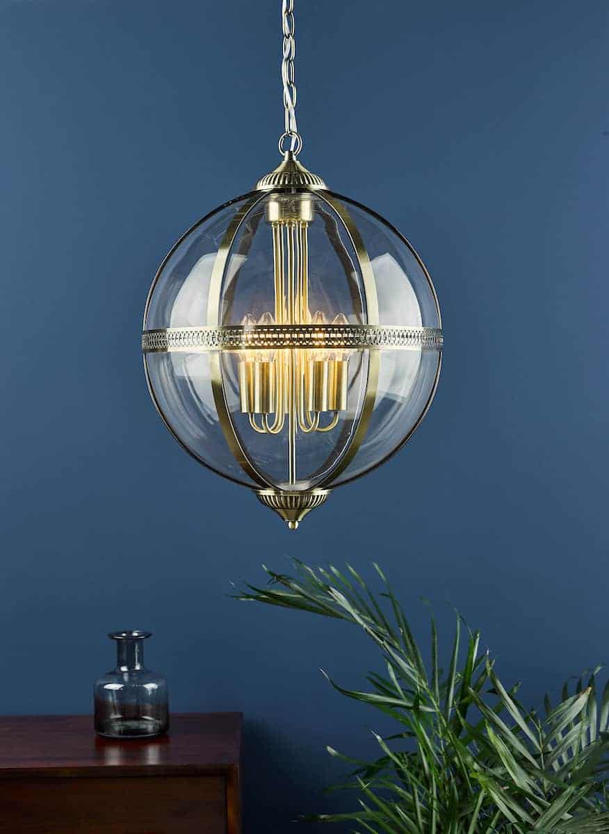 Vanessa 5 Light Lantern Antique Brass Glass - Image 3