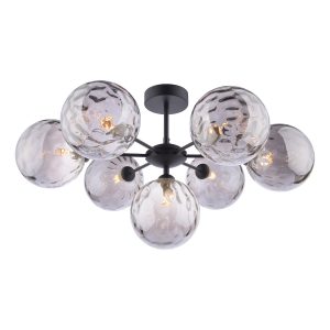 Cohen 7Lt Semi Flush Matt Black Smoked Glass