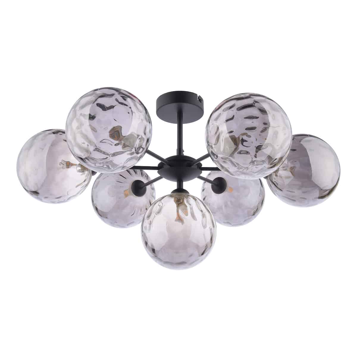 Cohen 7Lt Semi Flush Matt Black Smoked Glass - Image 2