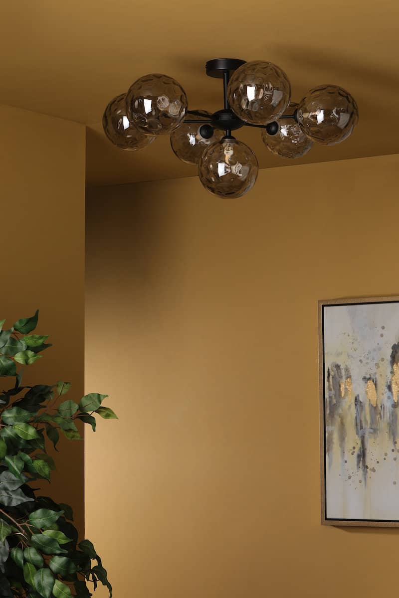 Cohen 7Lt Semi Flush Matt Black Smoked Glass - Image 4