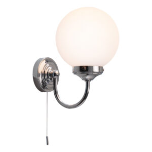 Barclay Bathroom Wall Light Polished Chrome Opal Glass IP44