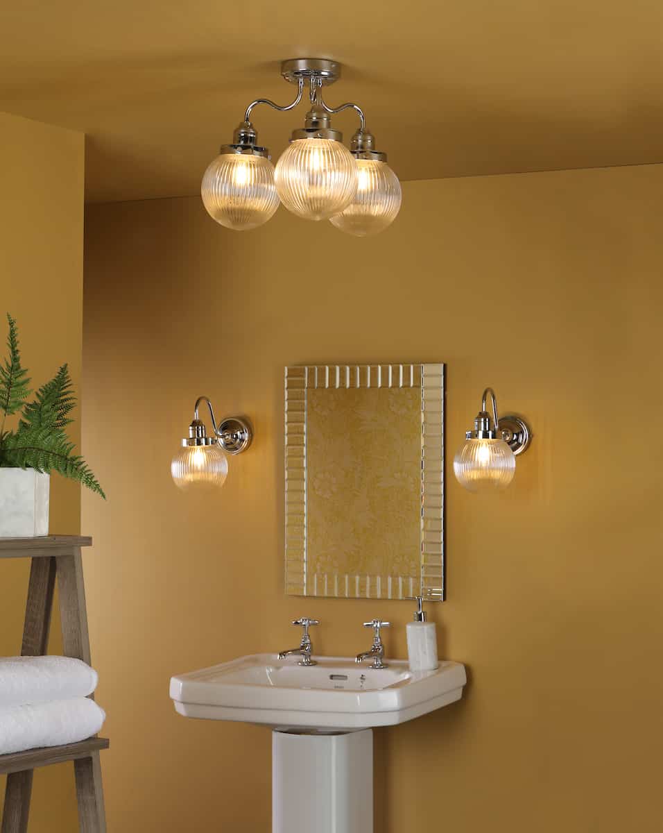 Tamara Bathroom Wall Light Polished Chrome Ribbed Glass IP44 - Image 3