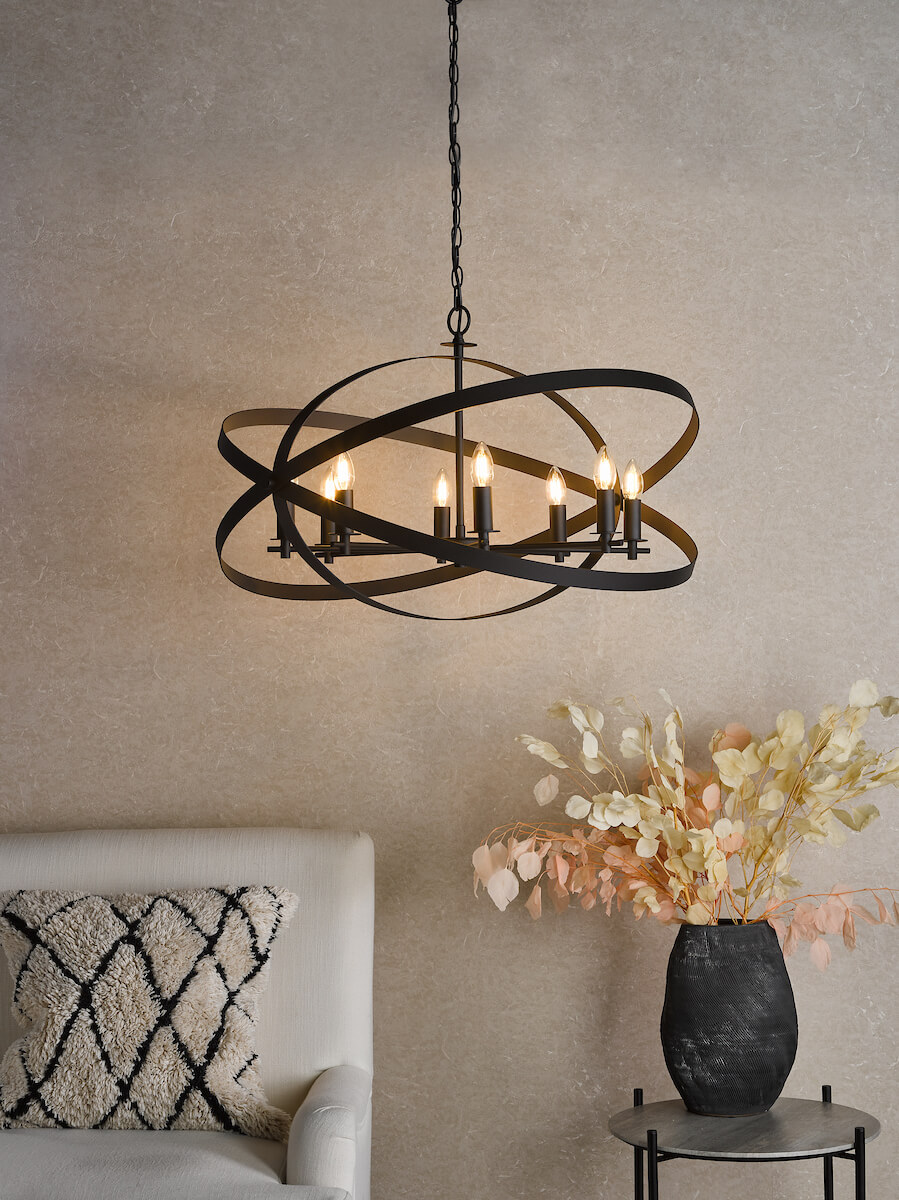 Nitya 8 Light Matt Black Pendant - Image 3