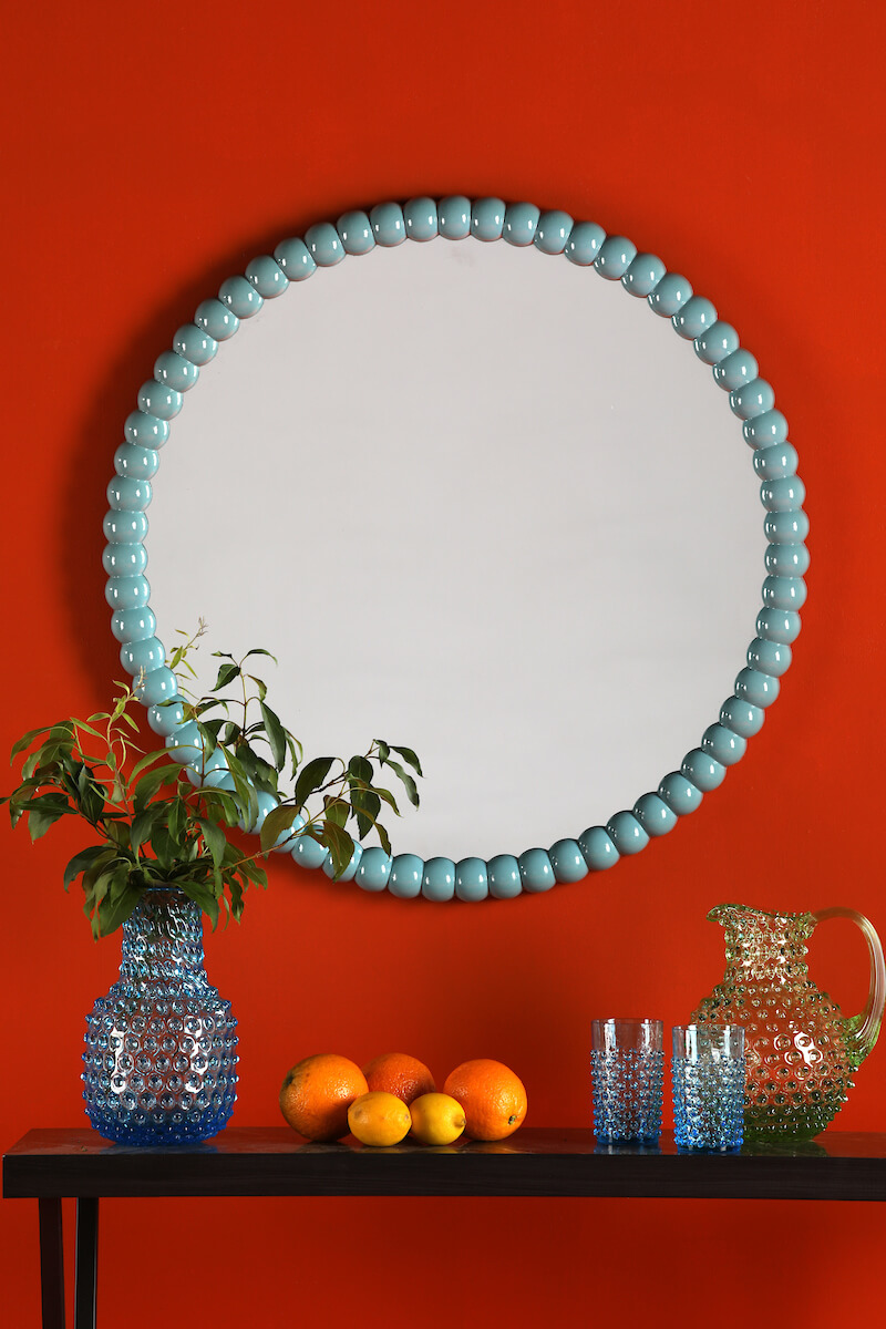 Ruan Blue Round Mirror 70cm - Image 2