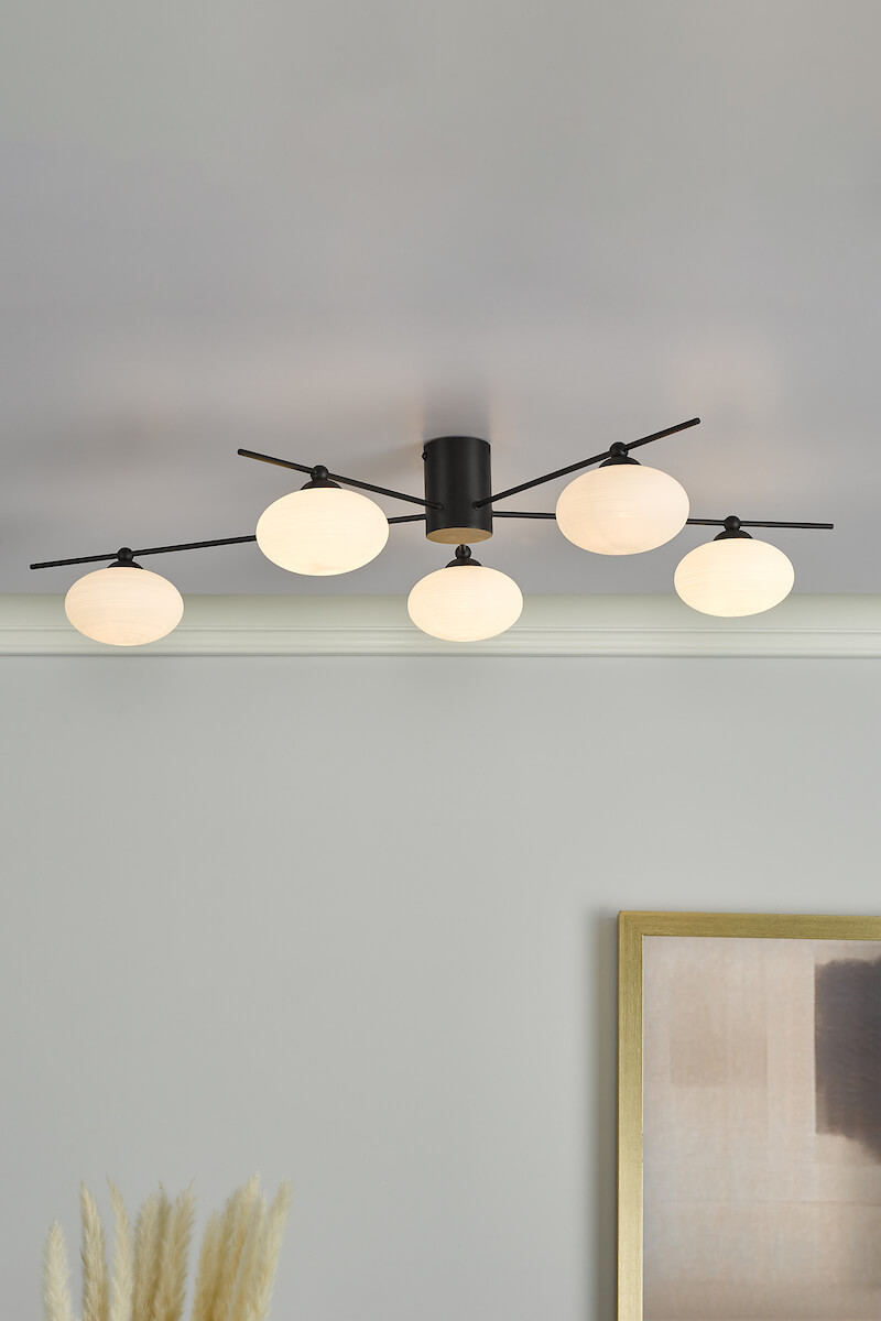 Jasper Black 5 Light Semi Flush - Image 2