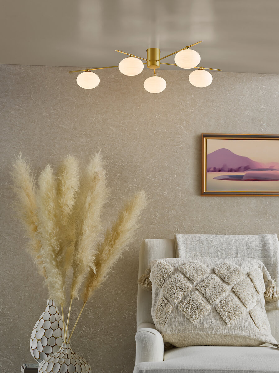 Jasper Gold 5 Light Semi Flush - Image 3