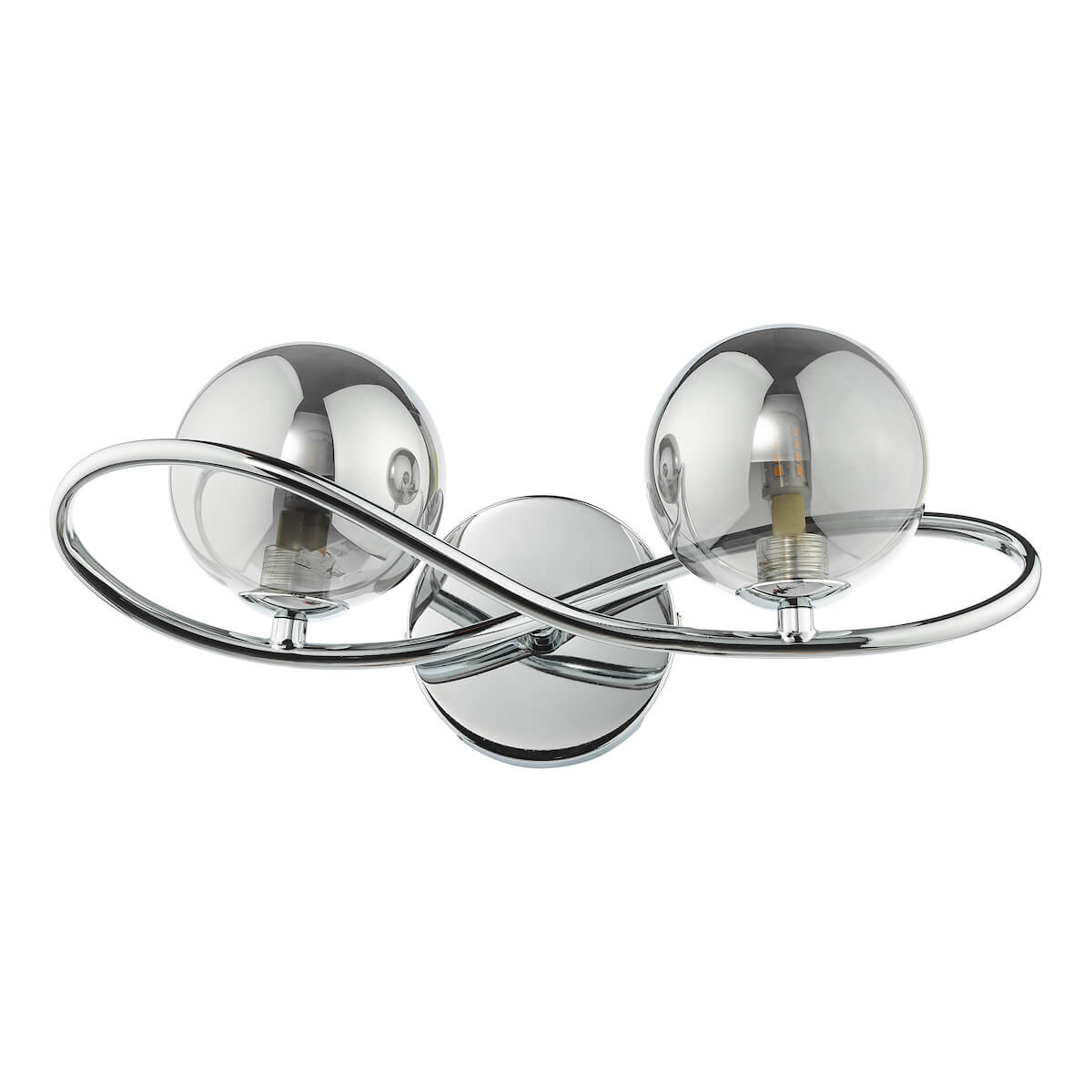 Lysandra 2 Light Wall Light Polished Chrome and Smoked Glass - Image 2