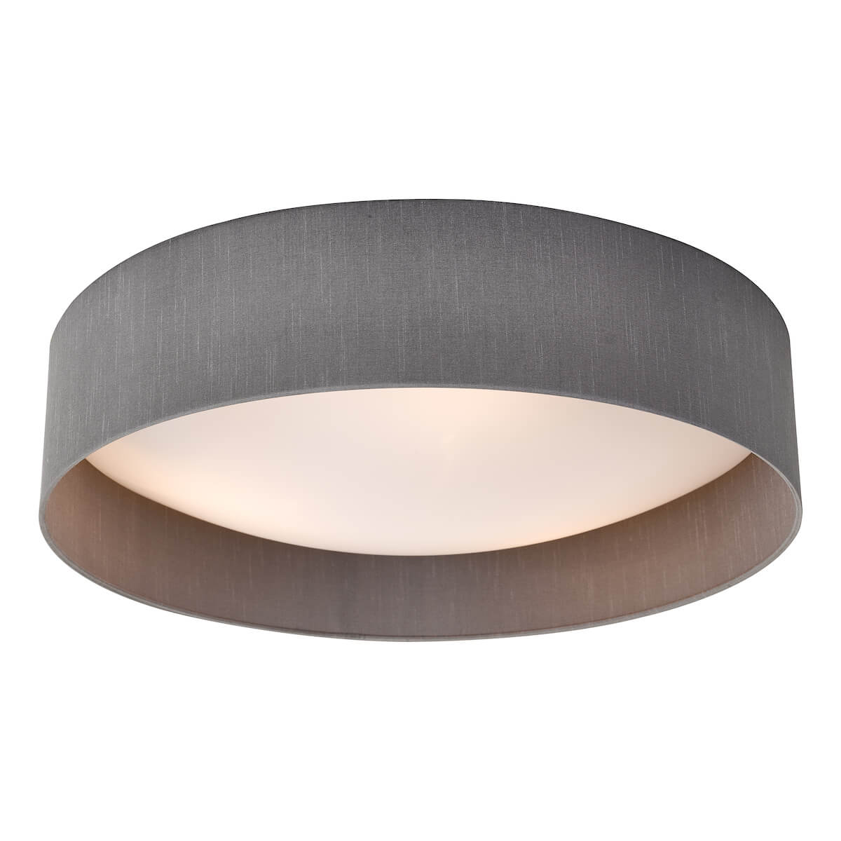 Nysa 3 Light Flush Grey Faux Silk 60cm Shade - Image 2