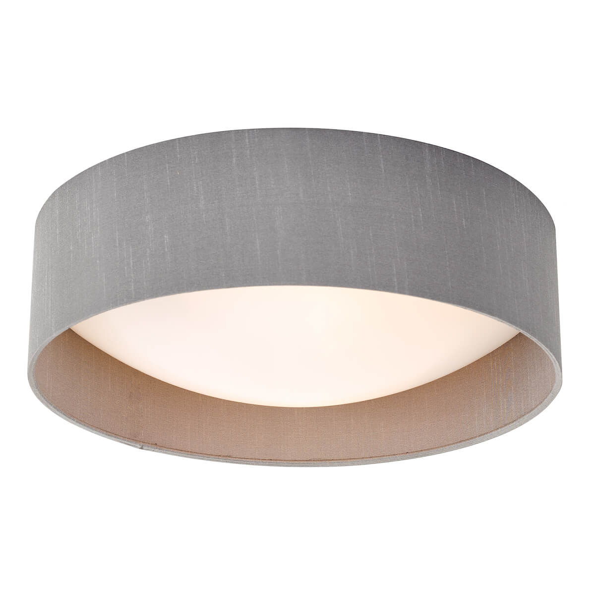Nysa 2 Light Flush with Grey Faux Silk 40cm Shade - Image 2