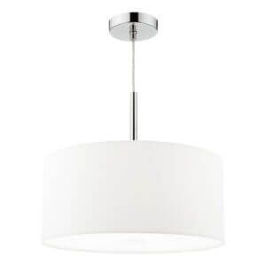 Ronda 3 Light Pendant White Faux Silk Shade 40cm