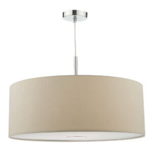 Ronda 3 Light Pendant Ecru Faux Silk Shade 60cm