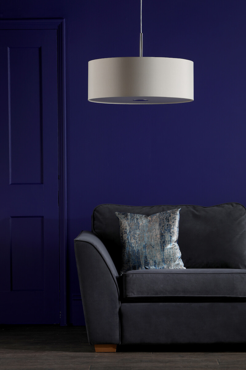 Ronda 3 Light Pendant Ecru Faux Silk Shade 60cm - Image 2