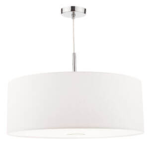 Ronda 3 Light Pendant White Faux Silk Shade 60cm
