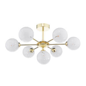 Cohen 7 Light Semi Flush Polished Gold & Confetti Glass