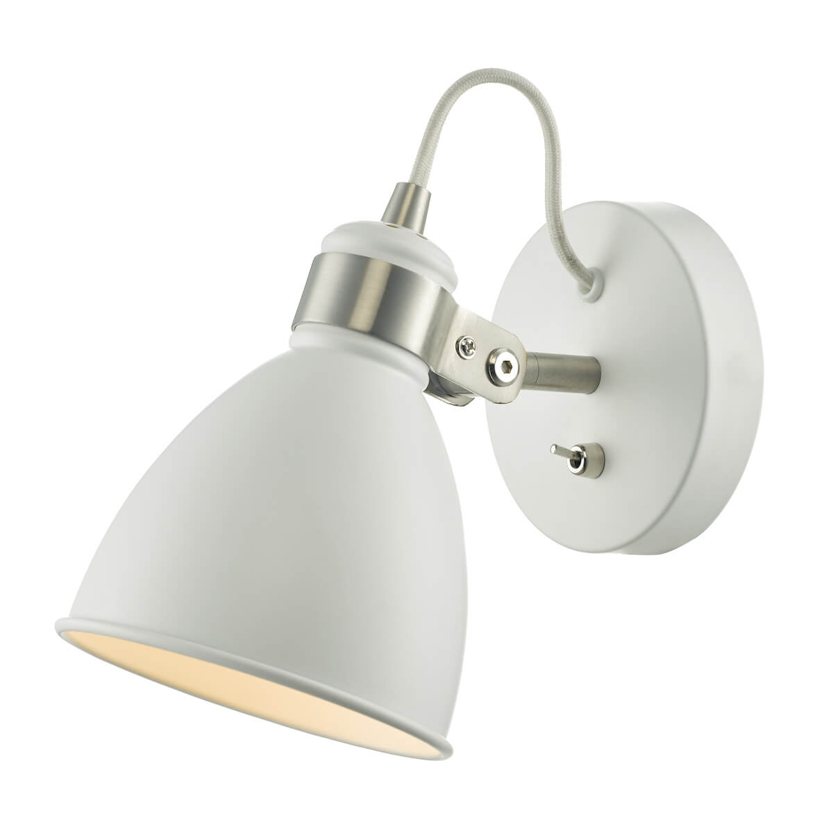Frederick Single Wall Spotlight White Satin Chrome