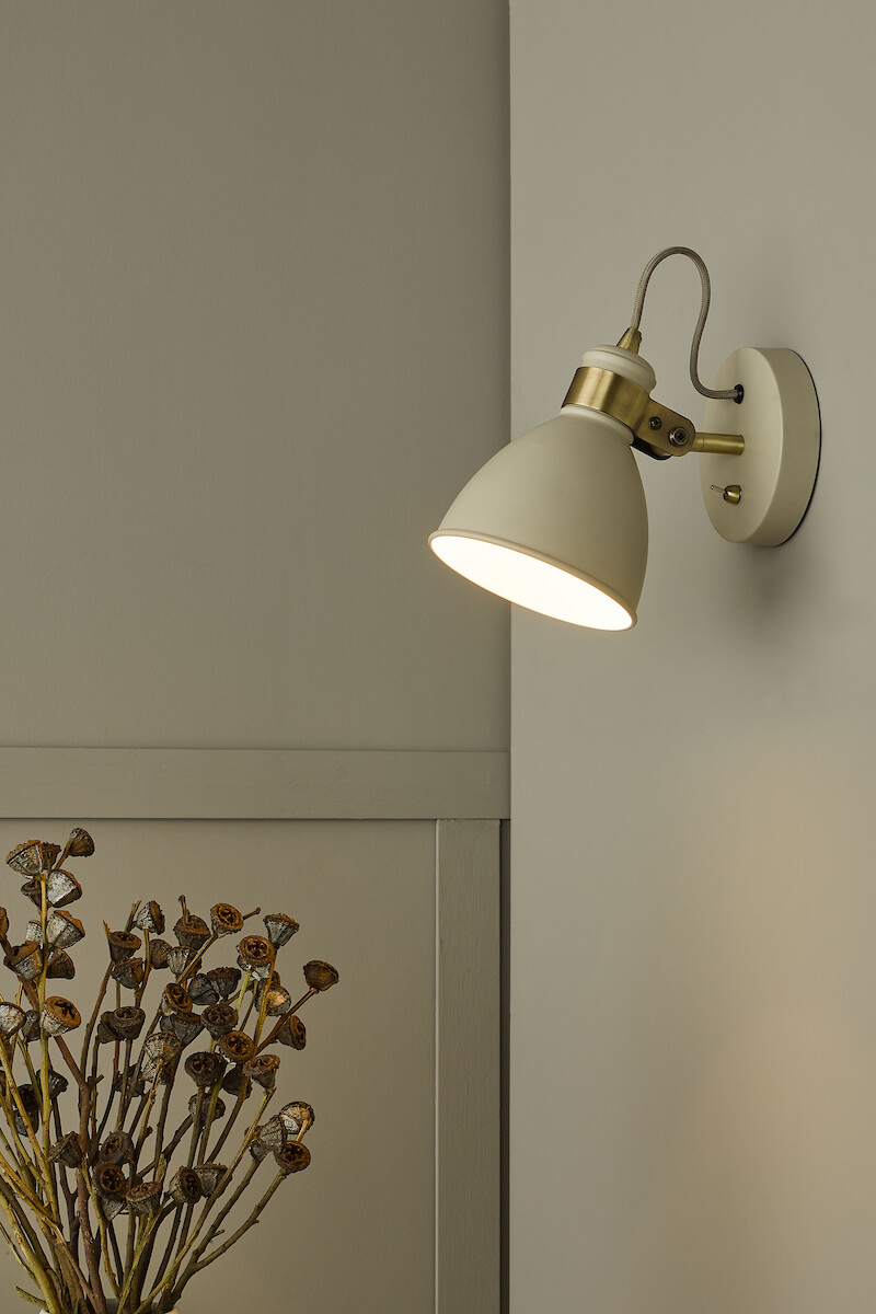 Frederick Single Wall Spotlight Cream Antique Brass - Image 2