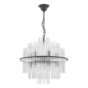 Lukas 13 Light Pendant Satin Black and Glass