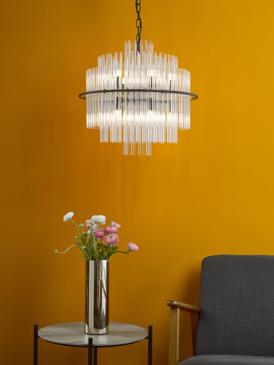 Lukas 13 Light Pendant Satin Black and Glass - Image 2