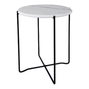 Azzate Round Rolled Edge Side Table White Marble Effect