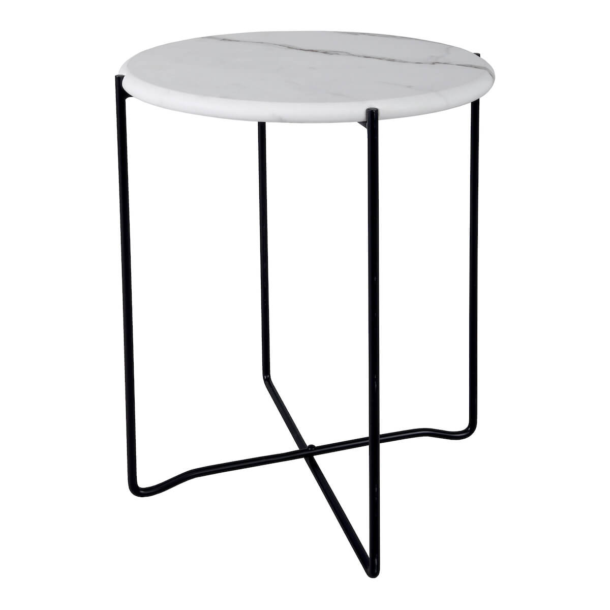 Azzate Round Rolled Edge Side Table White Marble Effect