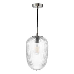 Abrielle Polished Nickel and Ribbed Glass Pendant