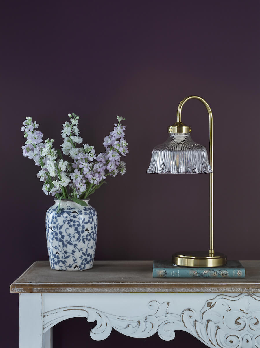 Maude Table Lamp Natural Brass and Ribbed Glass - Image 2