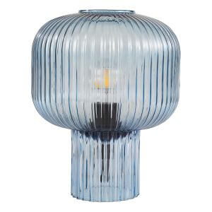 Demarius Blue Ribbed Glass Table Lamp