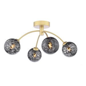 Izzy 4 Light Semi Flush Gold & Black Confetti Glass