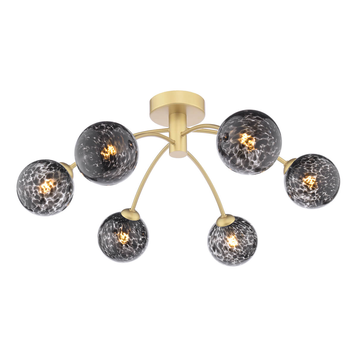 6 Light Semi Flush Gold & Black Confetti Glass - Image 3