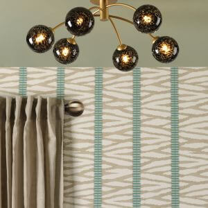 6 Light Semi Flush Gold & Black Confetti Glass